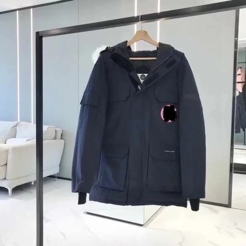 Canada Goose navy blue mid-length jacket, suitable for both men and women