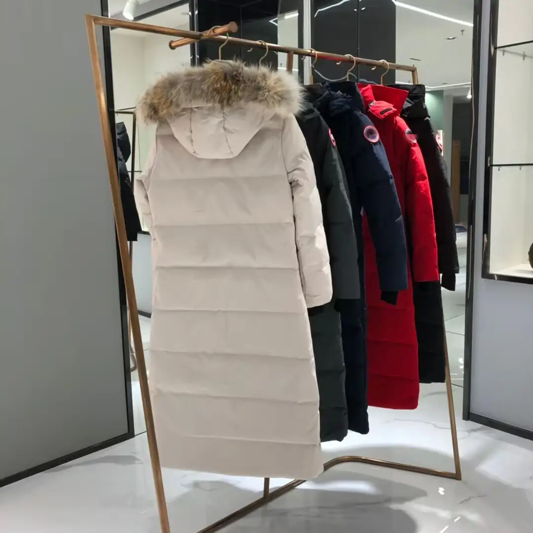 Canada Goose women's extra-long hooded coat in off-white