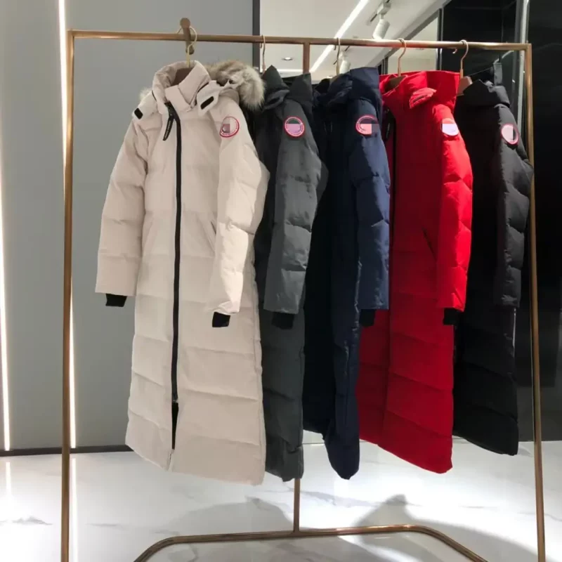 Canada Goose women’s extra-long hooded coat in off-white