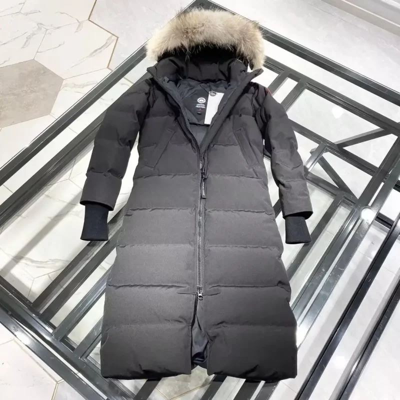 Canada Goose women’s black extra-long hooded coat