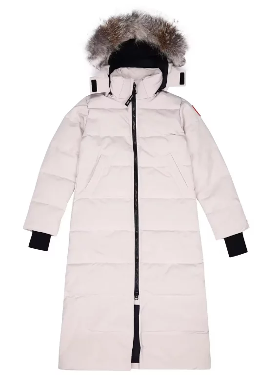 Canada Goose women’s extra-long hooded coat in off-white
