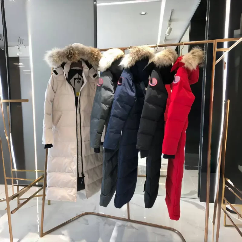 Canada Goose women’s navy blue extra-long hooded coat
